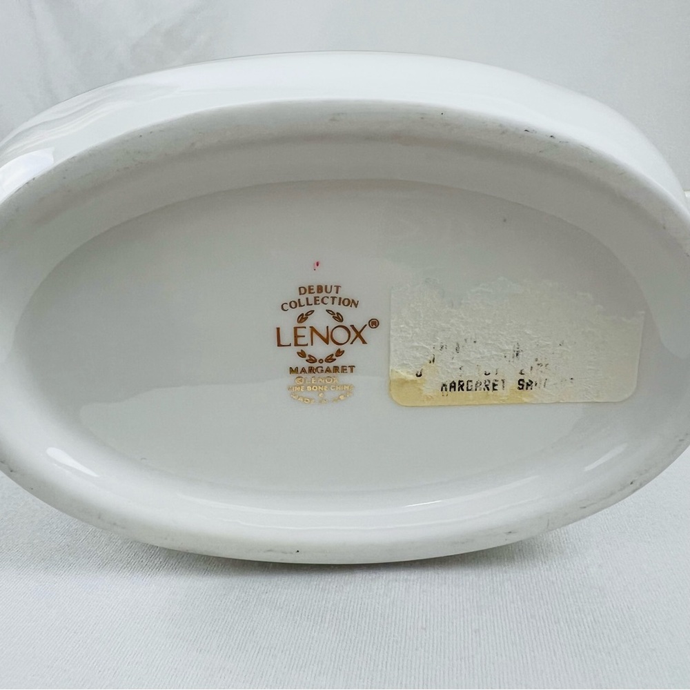 NWT!! Lenox Vintage Margaret Print Gravy Boat and Underplate Green White - Picture 4 of 10